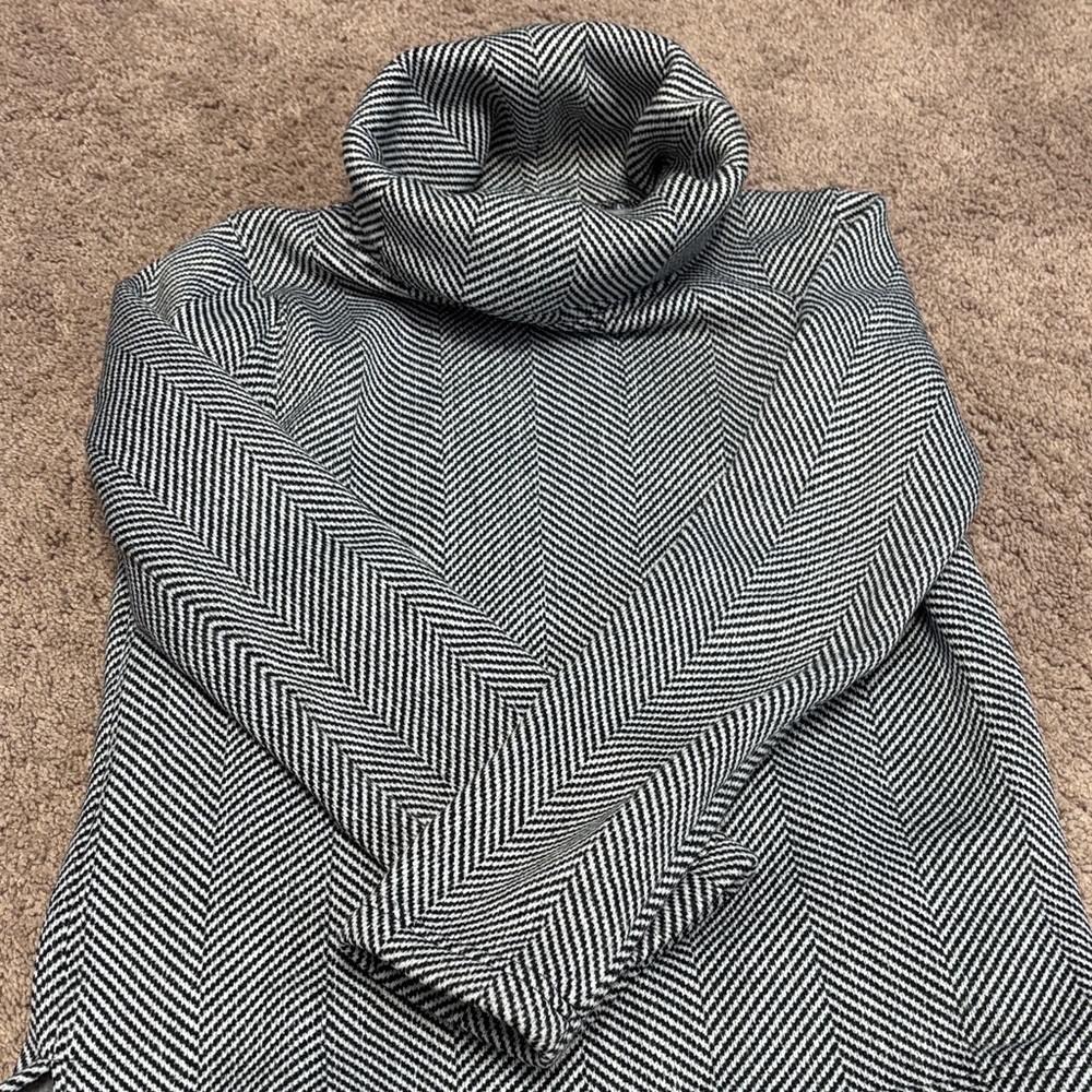 J. Crew Black and White Chevron Turtleneck Sweater